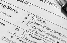 Close up of Form 1040, emphasis on filing status