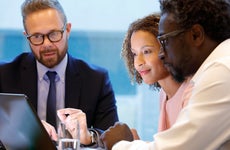 couple with bank worker