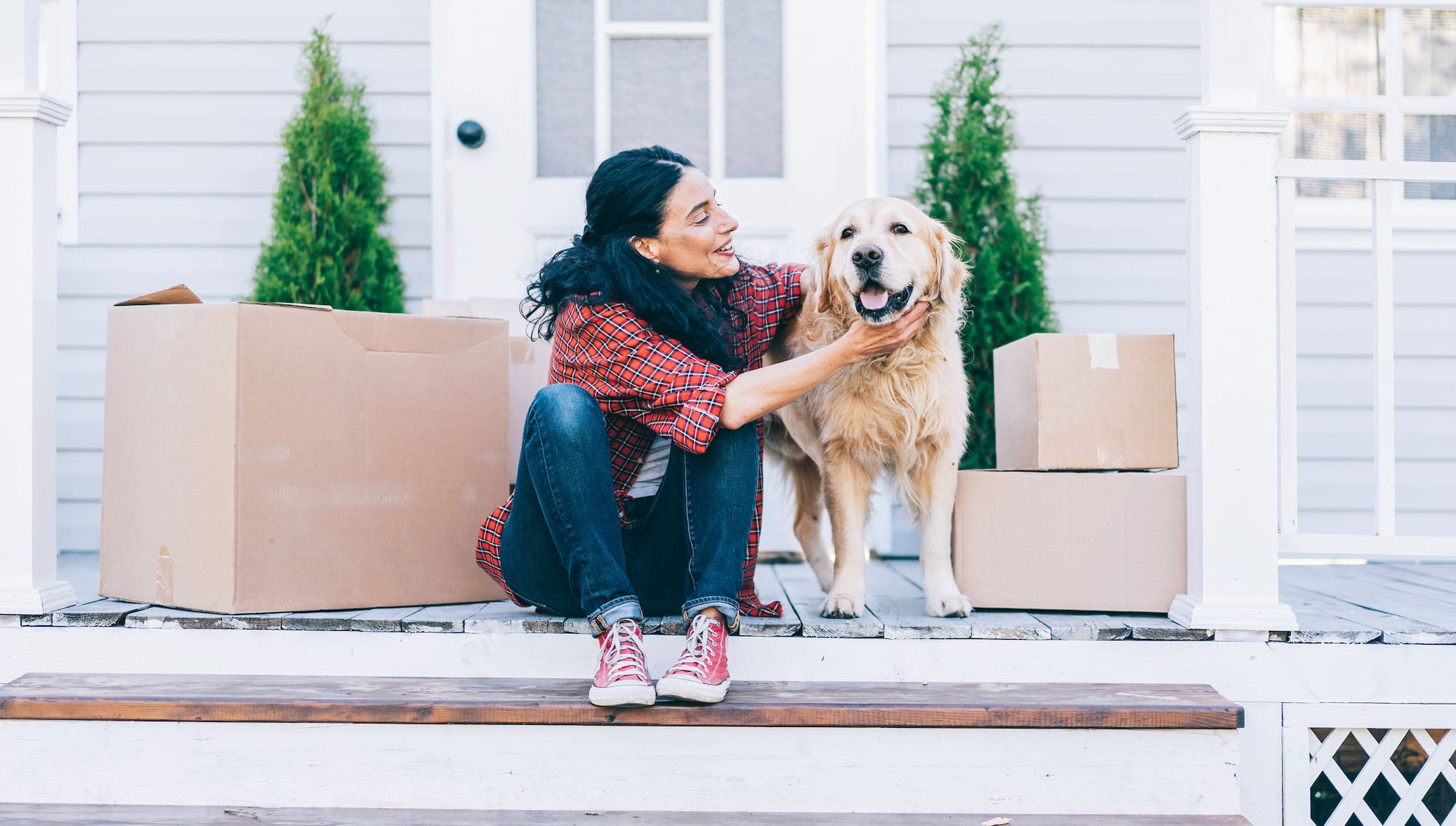 Woman hugging a dog